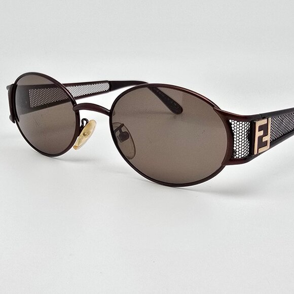 Fendi FS183 Cappuccino Brown Frame Brown Lens Oval Sunglasses Italy 53-19-135